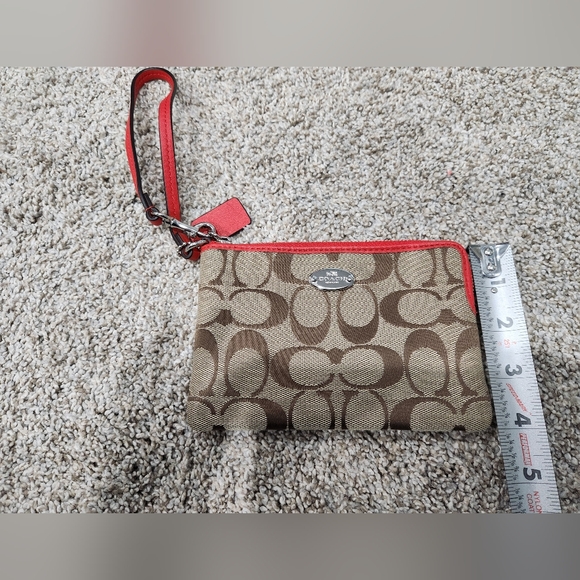 Coach Brown and Red Signature Wristlet - Picture 4 of 4